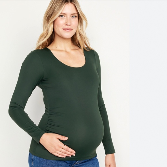Old Navy Maternity Scoop Neck Long Sleeve Green Top - Picture 1 of 4